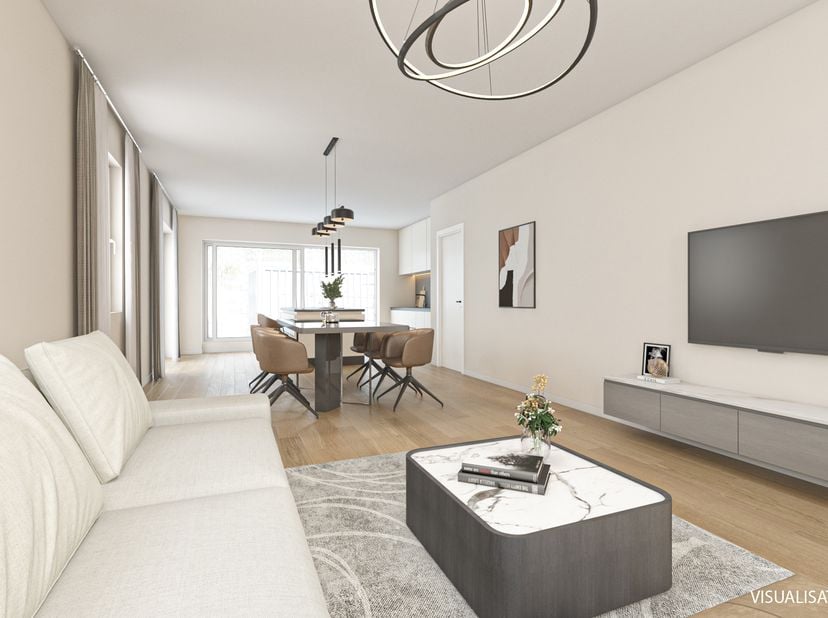 Deze nieuwbouwwoning zal volledig afgewerkt worden incl. oprit, afsluiting en terras.<br />
Tijdens de duur van de afwerking heeft u nog inspraak in d