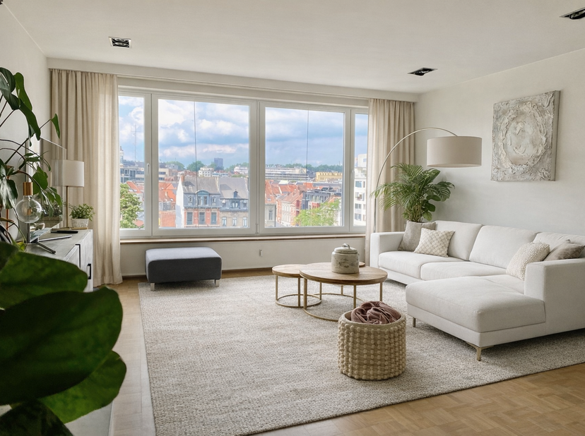 Lichtrijk appartement op toplocatie met 2 slaapkamers en terras.<br />
<br />
Op de 7de verdieping van de residentie bevindt zich dit lichtrijke appar