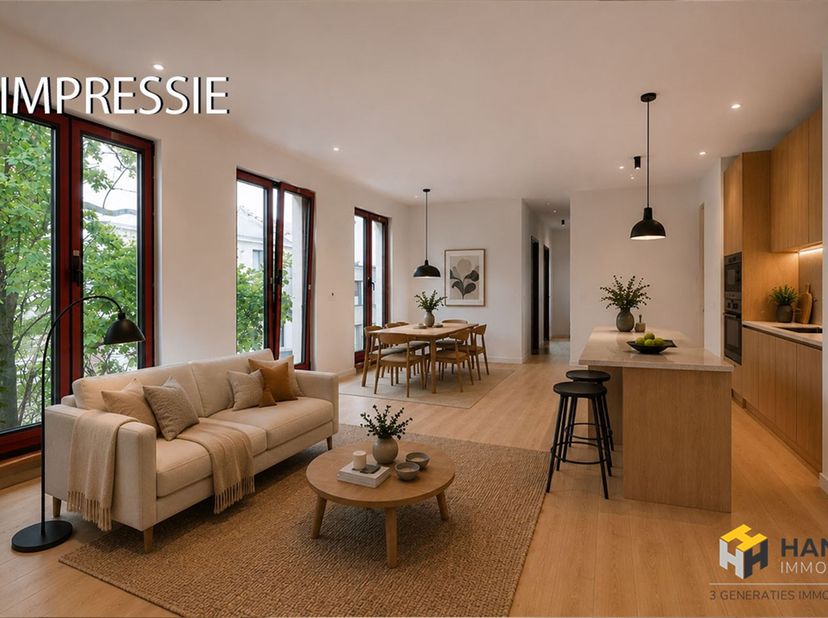 Nieuwbouwappartement (81 m²) met 2 slaapkamers en zuid-georiënteerd terras (6 m²) in Antwerpen (2020).<br />
<br />
Het pand is gelegen op de hoek v