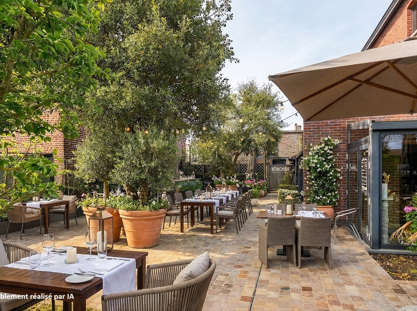 Cette magnifique maison de maître de ±390 m² bâtis, actuellement exploitée en restaurant, a fait l’objet d’une rénovation complète et raffinée, mettan