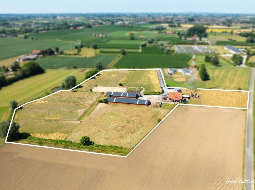 Op een uitgestrekt terrein van maar liefst 33.647 m² bevindt zich deze uitzonderlijke eigendom in Menen, vlakbij de A19. Een unieke kans voor paardenl