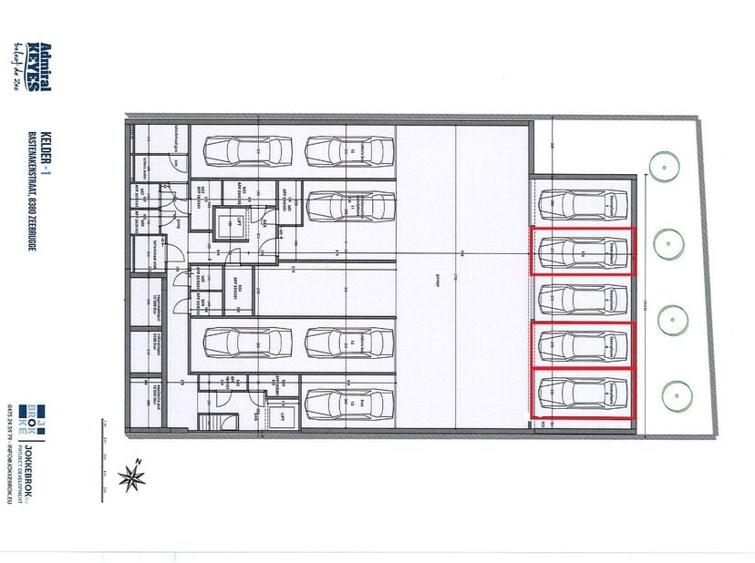 Places de parking facilement accessibles à vendre dans le nouveau projet de construction Admiral Keyes à Zeebrugge-bad.<br />
Emplacement 2 : valeur d
