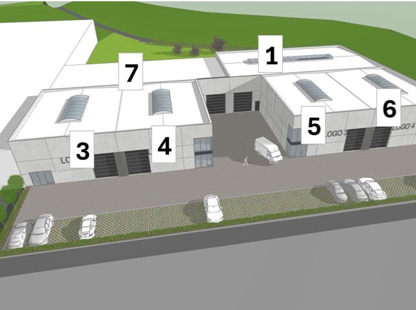 Nieuwe KMO units te huur in Waregem, gelegen langs de Gentseweg. De units zijn in aanbouw en zullen afgewertk zijn in het najaar 2026.