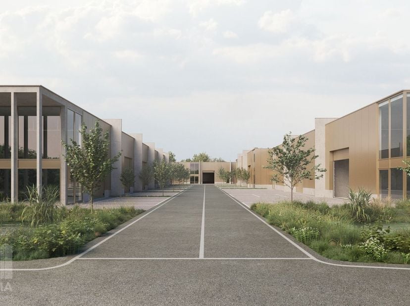 Dit nieuw te bouwen bedrijvenpark omvat KMO-units met oppervlaktes van 128 m² tot 1.090 m², waarbij verschillende units kunnen worden samengevoegd tot