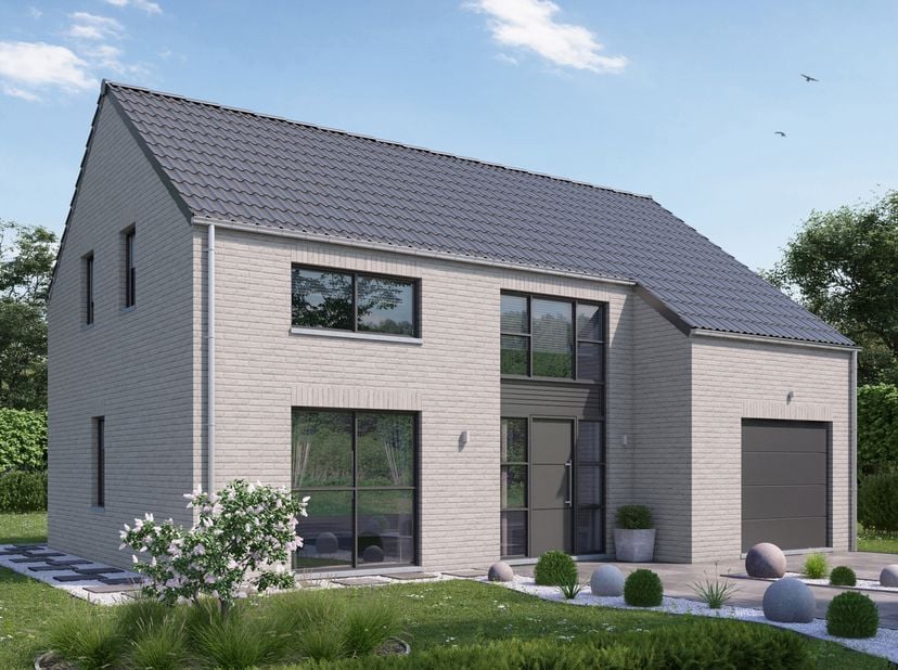 Projet de villa 4 FACADES PEB A+ (triple vitrage, panneaux solaires photovoltaïques, pompe à chaleur, chauffage sol, ventilation double flux avec récu