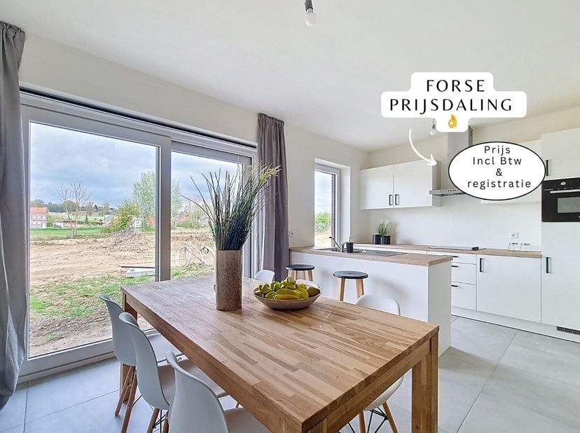 ‼️ONGEZIENE STERKE PRIJSDALING voor deze 2 laatste exclusieve nieuwbouwwoningen onmiddellijk beschikbaar met 4 slaapkamers op den buiten in een kleins