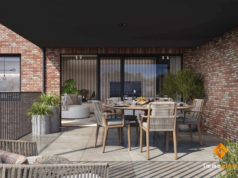 CENTRUM KAULILLE aan de rand van het bos:  tweede verdieping: appartement van 96m² met twee slaapkamers en een overdekt terras van 18 m² gericht op he