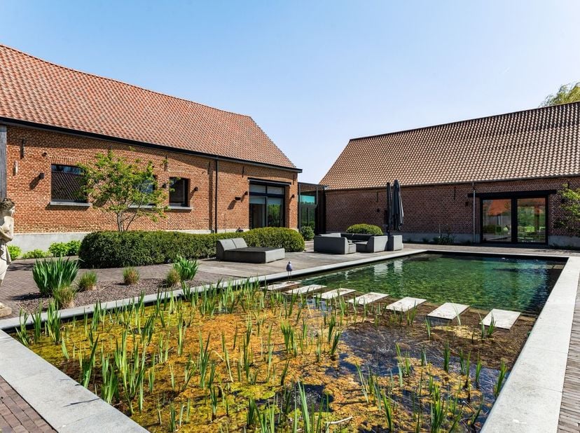 Belle ferme rénovée (±400 m²) avec 4 chambres, entrepôt et dépendance sur un grand terrain d'environ 5.805 m² en zone agricole à Hove offre de nombreu