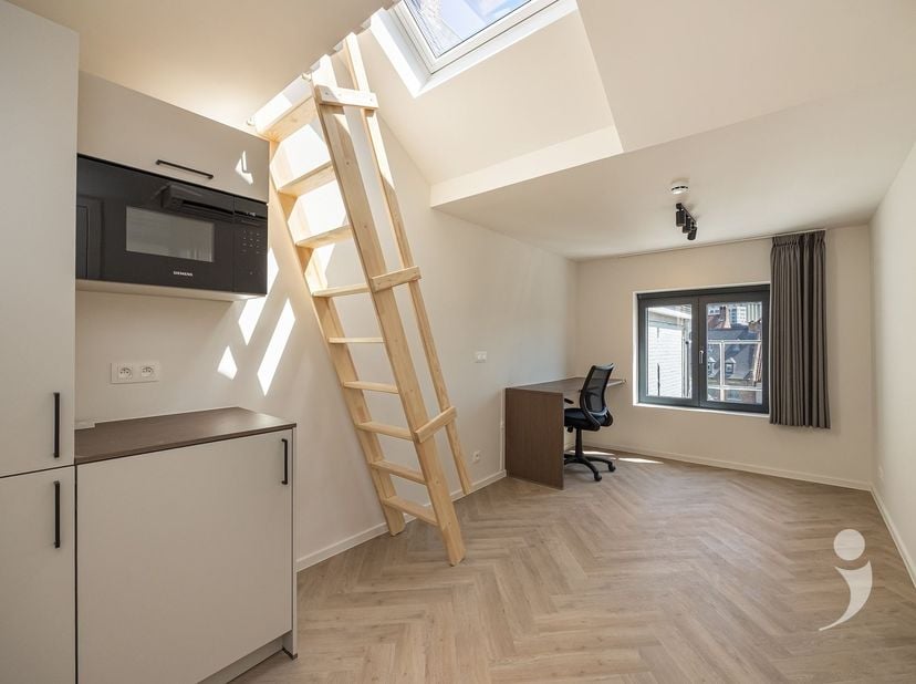 Découvrez cette chambre d'étudiant moderne dans un projet de rénovation de qualité, située dans la Vaartstraat au cœur de Louvain. Le bâtiment a été e