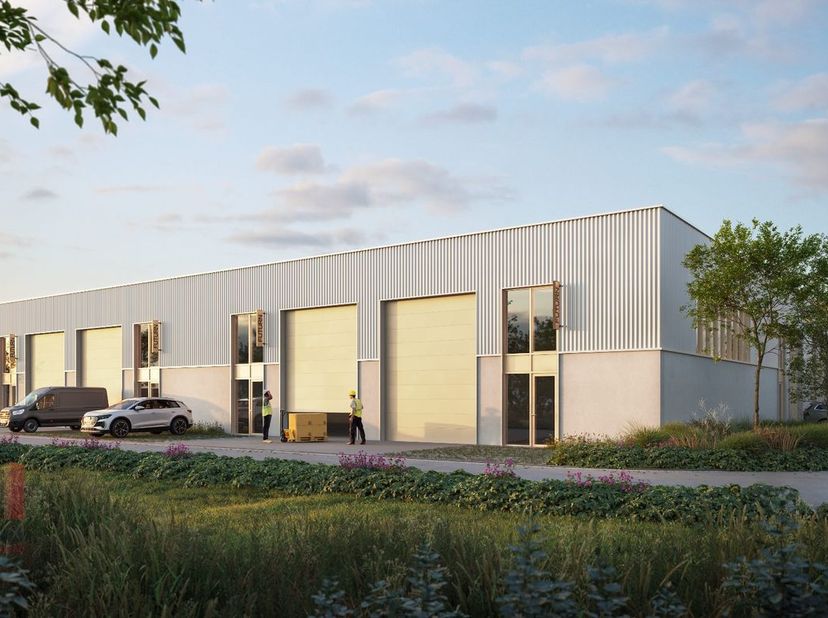 Nieuw bedrijfsgebouw van 733&amp;nbsp;m² opslag,&amp;nbsp; 180 m² showroomruimte, 179 m² kantoren met 28m² terras, en 10 privatieve parkeerplaatsen&amp;nbsp; te k