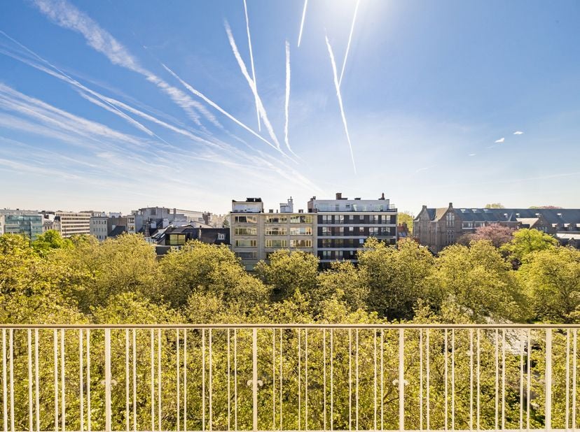 Op een steenworp afstand van het Montgomeryplein, de metro en alle voorzieningen, prachtig penthouse van ca. 150 m², volledig gerenoveerd. Zeer ruime,