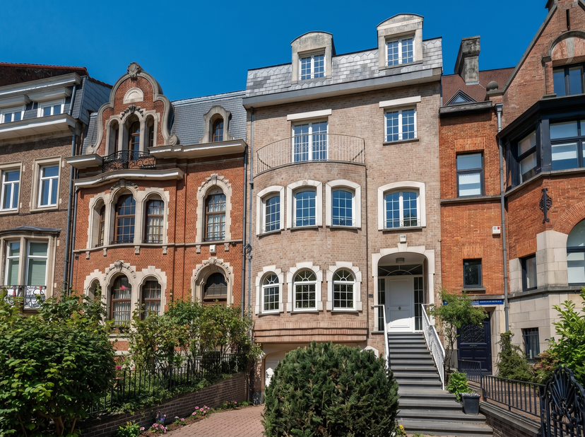 SCHAERBEEK, dans le très convoité "Quartier des Fleurs", à proximité immédiate des facilités, splendide MAISON de MAITRE construite en 2001 (8ch/bur/4
