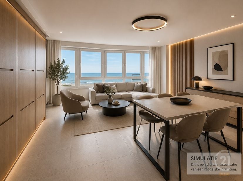In residentie Acapulco in Westende-Bad bevindt zich dit uitzonderlijk ruime appartement met een adembenemend zicht op zee. Bij het binnenkomen komt u