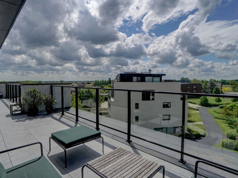 Prachtig, instapklaar penthouse van 137m² met uniek panoramisch dakterras van 86m² in het mooie parkdomein 'Alice Nahon' van 1 hectare 31 are.<br />
R