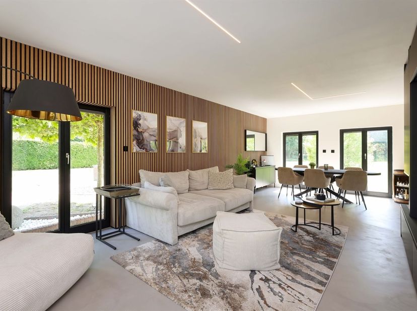 Prachtig gelegen energiezuinige open bebouwing op een perceel van 11a 50ca in residentiële groene woonomgeving<br />
<br />
Omgeving:<br />
+ Geleg