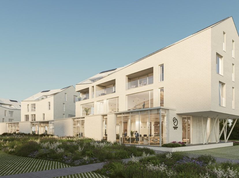 Deze gelijkvloerse CASCO kantoorruimte van 450m² is gelegen aan de voorzijde van het nieuwbouwproject "Elegant Wonen" op een boogscheut van de Grote M