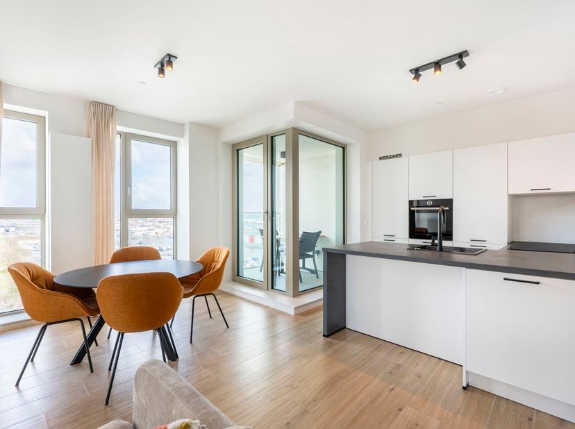 Schitterend appartement met panoramisch zicht op het Eilandje en Kempischdok.<br />
Gelegen op de achtste verdieping van de gloednieuwe residentie 'Do