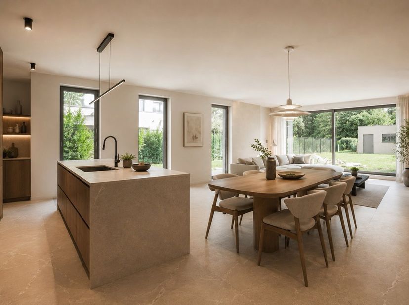 Binnenkort te koop: naar eigen smaak af te werken nieuwbouwwoning in Mariakerke<br />
Ligging<br />
De woning is gelegen op een perceel van 445 m² in