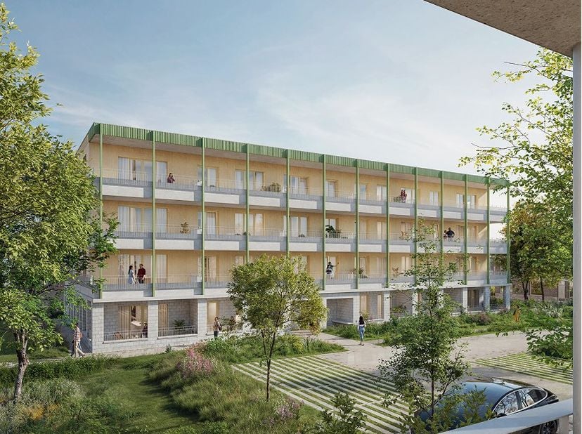 Deze studio heeft een bewoonbare oppervlakte van 56 m² en een inpandig terras van 15 m². Het appartement heeft een zeer ruime leefruimte met open keuk