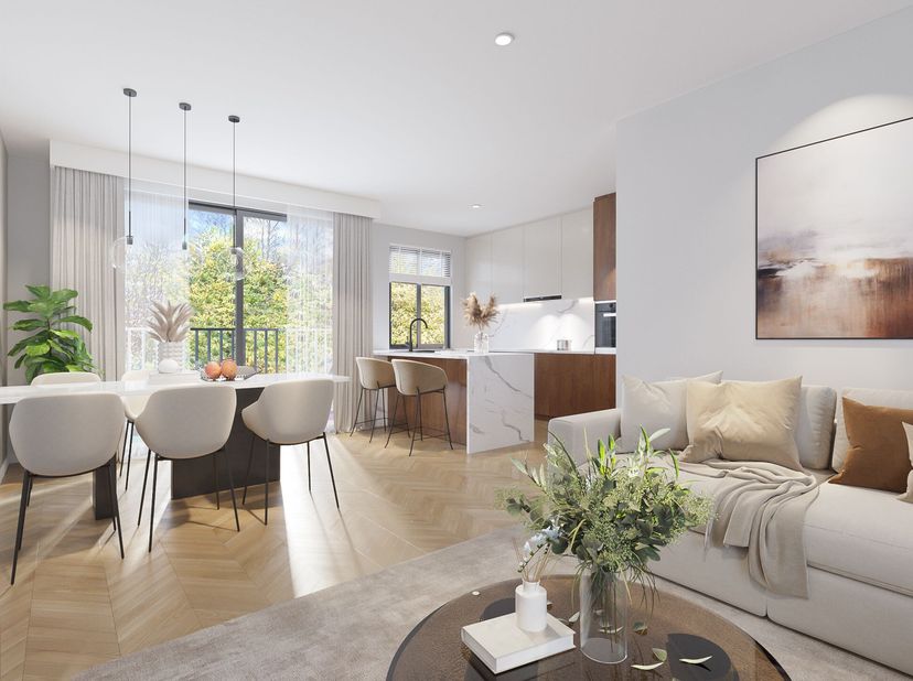 Appartement Te koop in residentie Hannelore VIII<br />
De renders geven een beeld hoe het appartement er kan uitzien. De basis keuken en badkamer is v