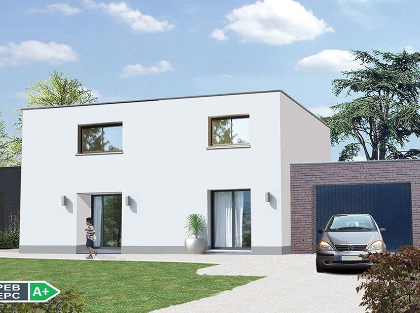 Deze zéér energiezuinige nieuwbouwwoning met energiepeil cat A kan voor u gebouwd worden volgens de meest energiezuinige norm dankzij warmtepomp (luch