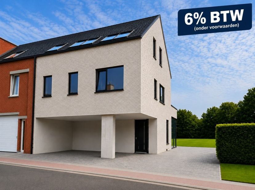Cette maison neuve semi-ouverte exclusive combine une architecture contemporaine avec des volumes exceptionnels, beaucoup de lumière naturelle et une
