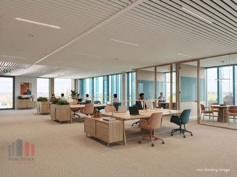 Magnifiek gelegen nieuwbouw kantoren met een oppervlakte van 1.099 m² te huur op amper 250 m (!!) van de E40 op- en afrit Steenokkerzeel met een onmid