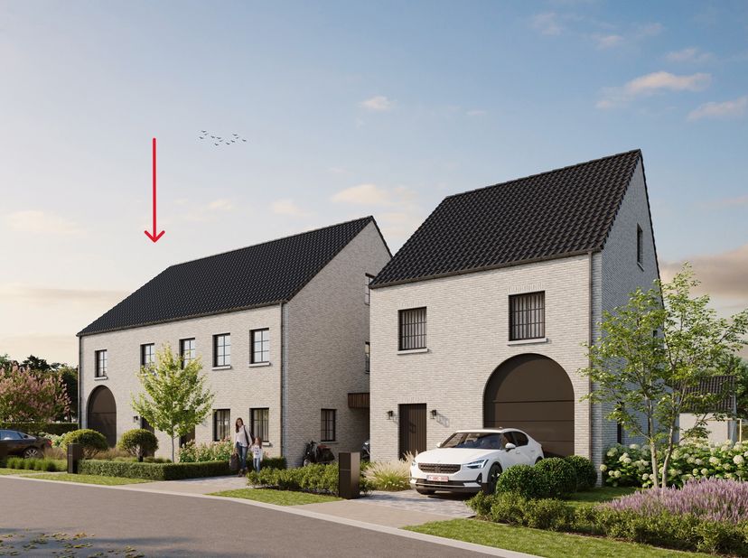 In de Stokerijstraat in Hechtel wordt deze halfopen nieuwbouwwoning in charmante pastorijstijl opgebouwd (lot 4). Gelegen in een doodlopende straat in