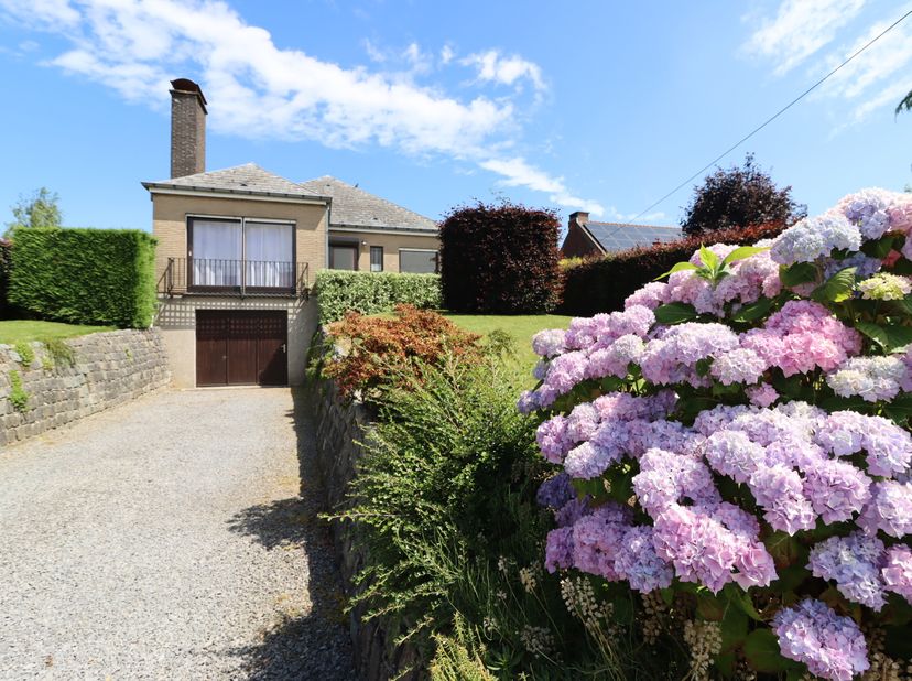 Charmante gelijkvloerse villa met een bewoonbare oppervlakte van 110 m², voorzien van een mooie aangelegde tuin en een prachtige, bloemrijke voorgevel