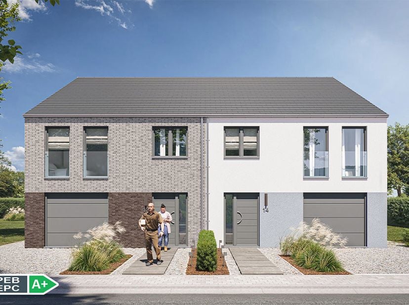 Moderne 3-gevelwoning aan 6 % btw<br />
Deze nieuwbouwwoning kan u gerealiseerd worden volgens meest energiezuinige norm, dankzij warmtepomp met vloer