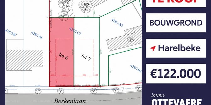 Terrain à vendre à Berkenlaan 144 boîte LOT 6, 8530 Harelbeke