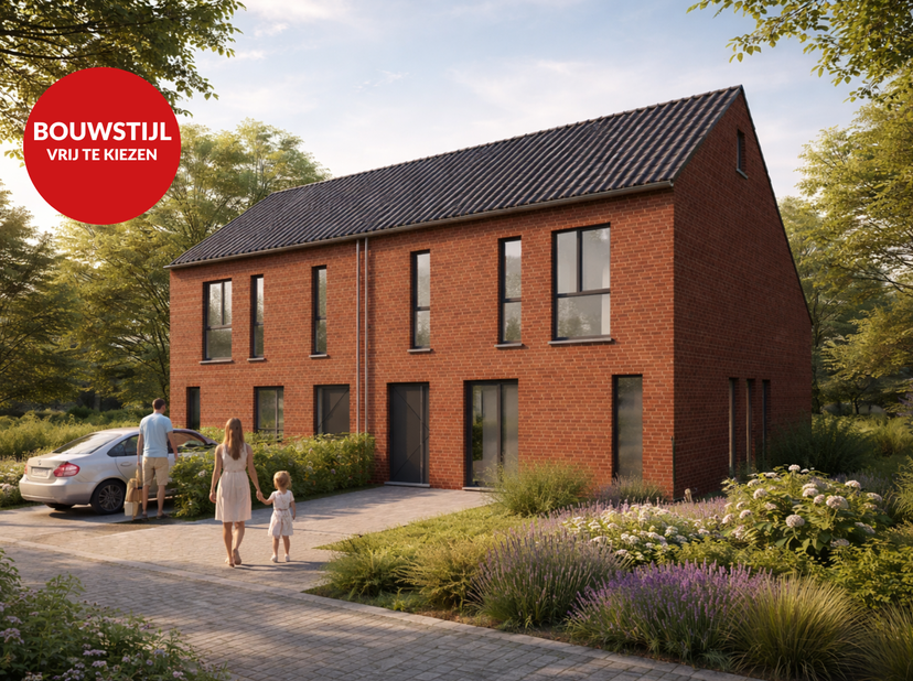 Dans Tollembeek se situe ce terrain à bâtir avec la possibilité de réaliser une maison neuve semi-mitoyenne.<br />
<br />
Le projet proposé offre une