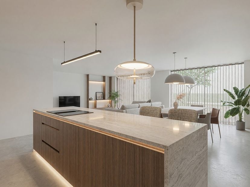 Appartement 0.1, een ruim en luxueus gelijkvloers doorzonappartement waar licht, ruimte en comfort centraal staan. Met een netto woonoppervlakte van 1