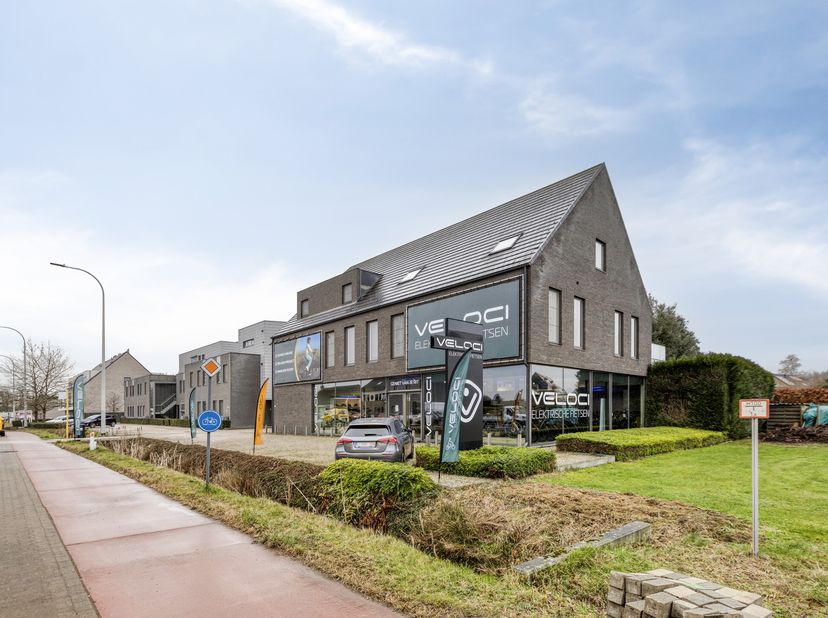 Dit handelspand is te koop op een uitstekende commerciële zichtlocatie langs de Liersesteenweg (N10) in Begijnendijk, een belangrijke verbindingsweg t