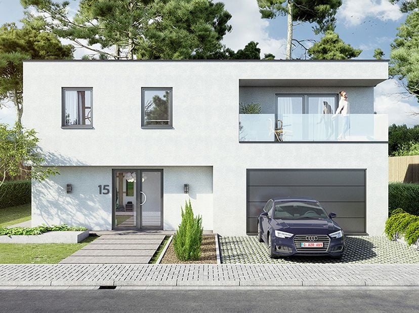 Projet de villa 4 FACADES PEB A+ (triple vitrage, panneaux solaires photovoltaïques, pompe à chaleur, chauffage sol, ventilation double flux avec récu