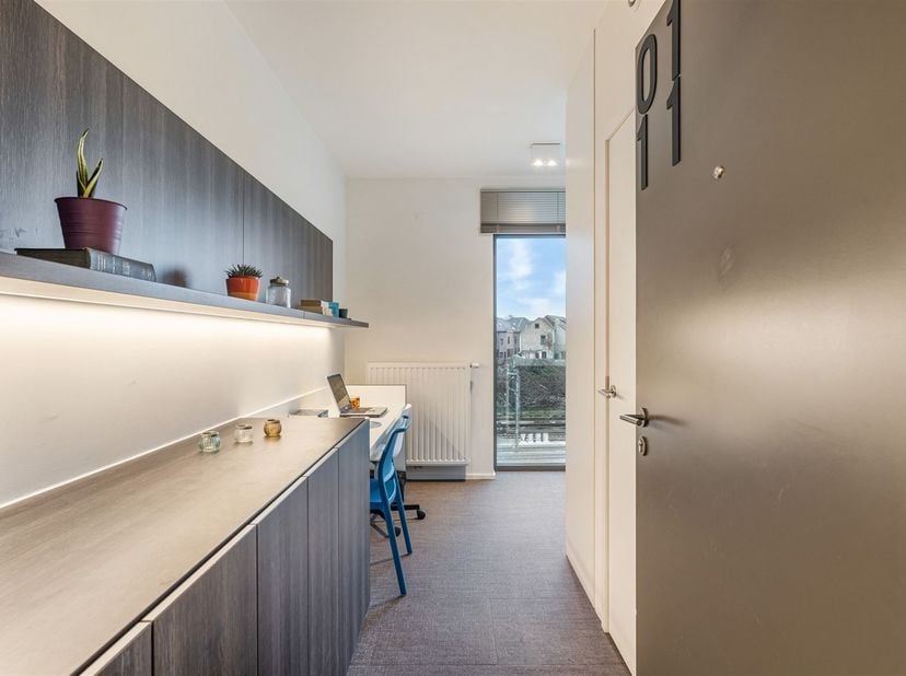 Résidence Woods :<br />
<br />
Cette résidence étudiante est située à l'arrière de la gare de Louvain.<br />
<br />
Ce studio de luxe est situé au
