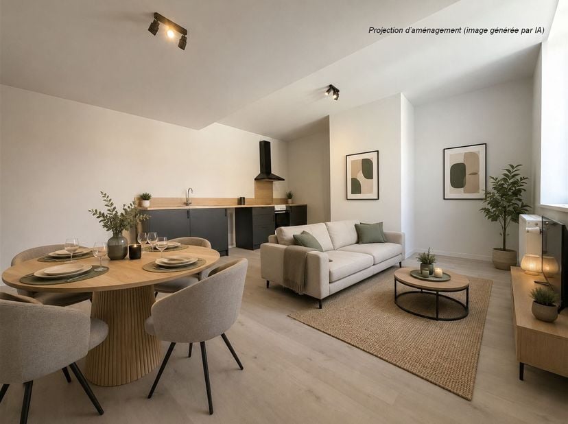 Bel appartement 2 chambres de 85m² entièrement rénové situé en plein centre de Tournai.<br />
Le bien comprend un hall d'entrée de 3m², un living de 2