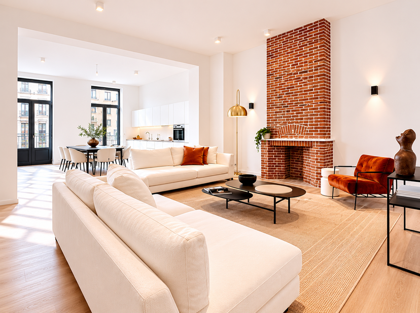 Trianon Invest stelt u een prachtig NIEUW appartement van 139 m² voor, met 3 slaapkamers, gelegen op de eerste verdieping van een karaktervol gebouw d