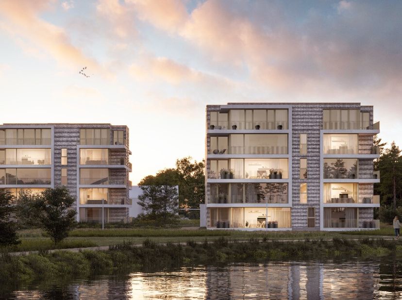 Residentie Blue Barrier: Heerlijk genieten met zicht op natuur en water in Lommel: Prachtig nieuwbouwappartement met één slaapkamer en terras, aan het