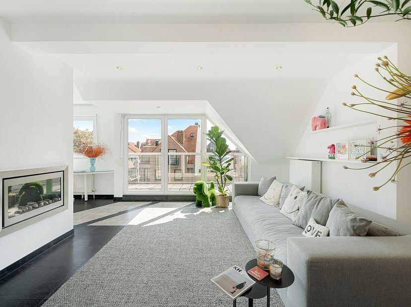 Dit verzorgd duplex appartement met 125 m² vloeroppervlakte biedt uitzonderlijk veel ruimte en veel lichtinval. De aangename zonneterrassen aan beide