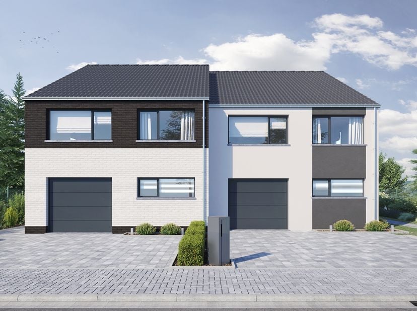 HALF-OPEN BEBOUWING  met garage – E-Peil A+<br />
HOGE ENERGIEPRESTATIES &amp;amp; TRADITIONELE KWALITEIT<br />
Ontdek dit project : een moderne 3-gevel w