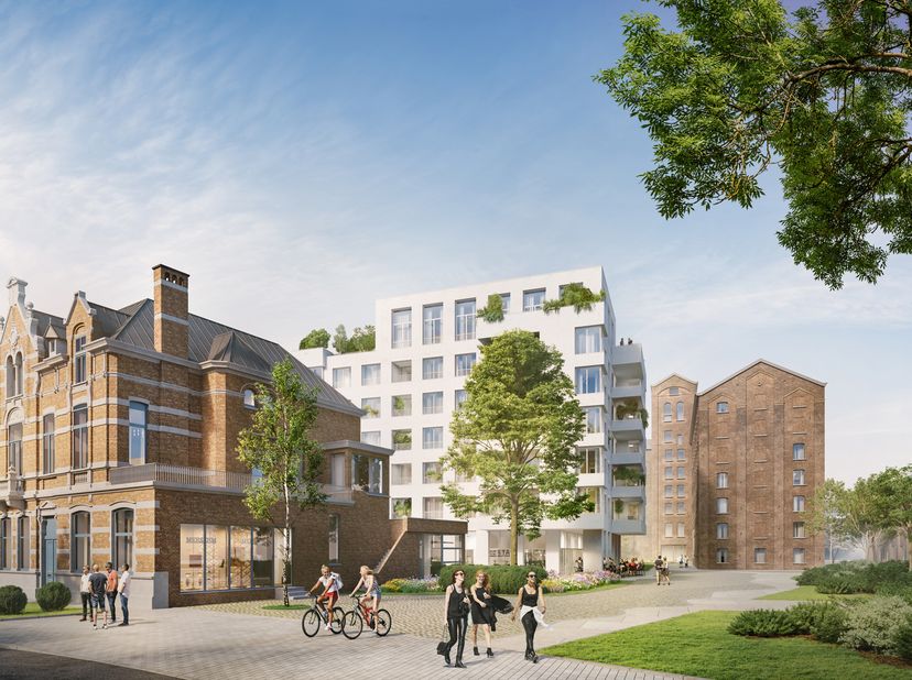 <br />
Ligging: <br />
"Liv- De Molens" is een residentieel woonproject, gelegen langs de Leie en midden in een groot park te Deinze. Ontworpen met oo