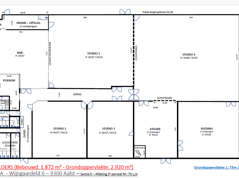 Multifunctioneel en uitstekend onderhouden bedrijfsgebouw van 1.872 m² gelijkvloers + 569 m² verdieping, gelegen op een perceel van 2.920 m² in indust