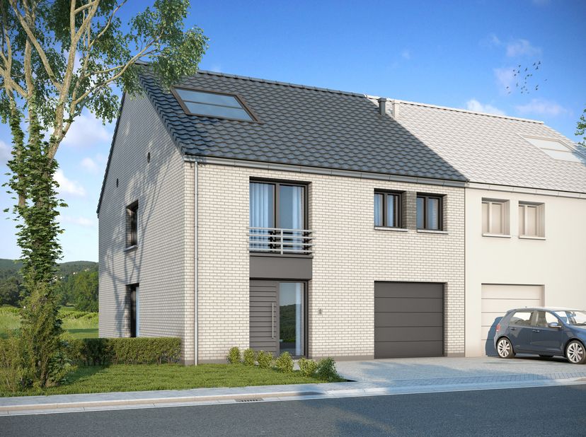 Découvrez ce projet de VILLA 3 FAÇADES PEB A+ - CONSTRUCTION 100% TRADITIONNELLE finition clé-sur-porte. Avec son architecture soignée et ses performa