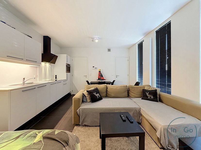 In de rustige en groene omgeving van het Leeuwerikenpark in Heverlee bevindt zich deze recente studio in een moderne nieuwbouwresidentie. De ligging c