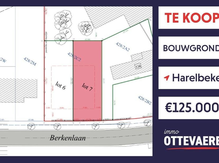 Bouwgrond te koop – Berkenlaan Harelbeke.<br />
Bent u op zoek naar de ideale locatie om uw droomwoning te bouwen?<br />
Troeven van het perceel<br />