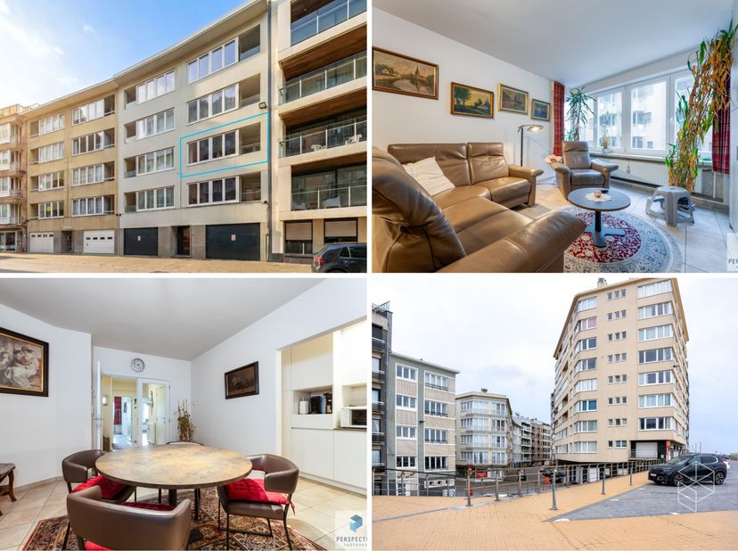 Goed gelegen ruim 2 slaapkamer appartement op de 2de verdieping met zijdelings zeezicht, Op enkele meters van het strand!<br />
Indeling: inkomhal met
