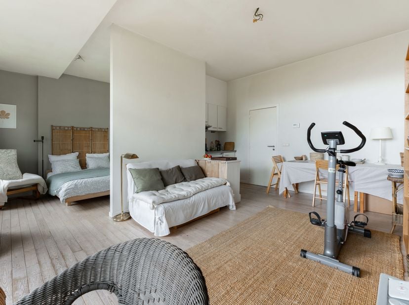 UKKLE, op de grens met Elsene, gelegen tussen de prestigieuze Avenue Molière en de Rue Edith Cavell, lichte STUDIO van 45,9 m² (EPB-oppervlakte). Lich