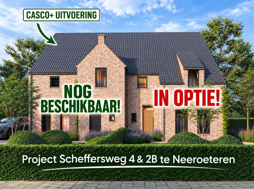 Deze hedendaagse BEN-nieuwbouwwoning in pastorijstijl bevindt zich op een rustige, groene locatie aan de Scheffersweg in Neeroeteren. Ze beschikt over