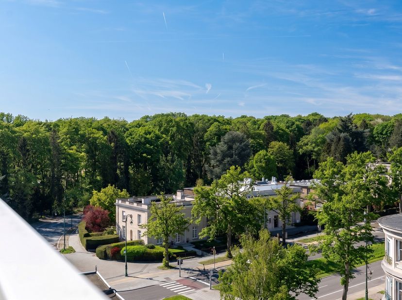 À proximité immédiate de lAvenue Franklin Roosevelt, avec une vue dégagée sur le Bois de la Cambre, duplex penthouse situé aux 7e et 8e étages dun imm